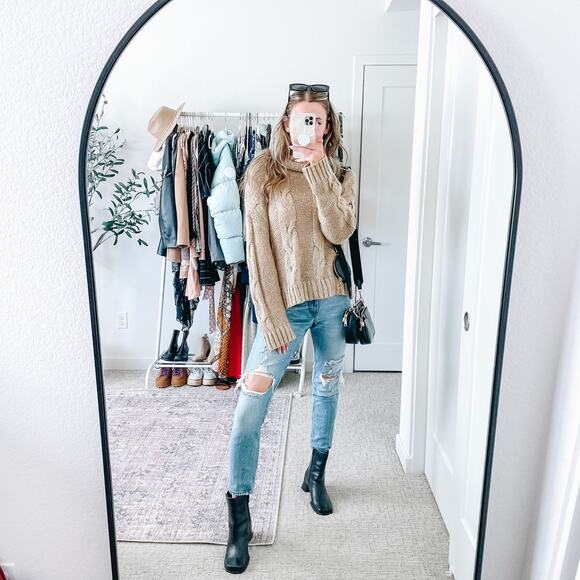 J.O.A Neutral Tan Mockneck Sweater - Picture 5 of 15